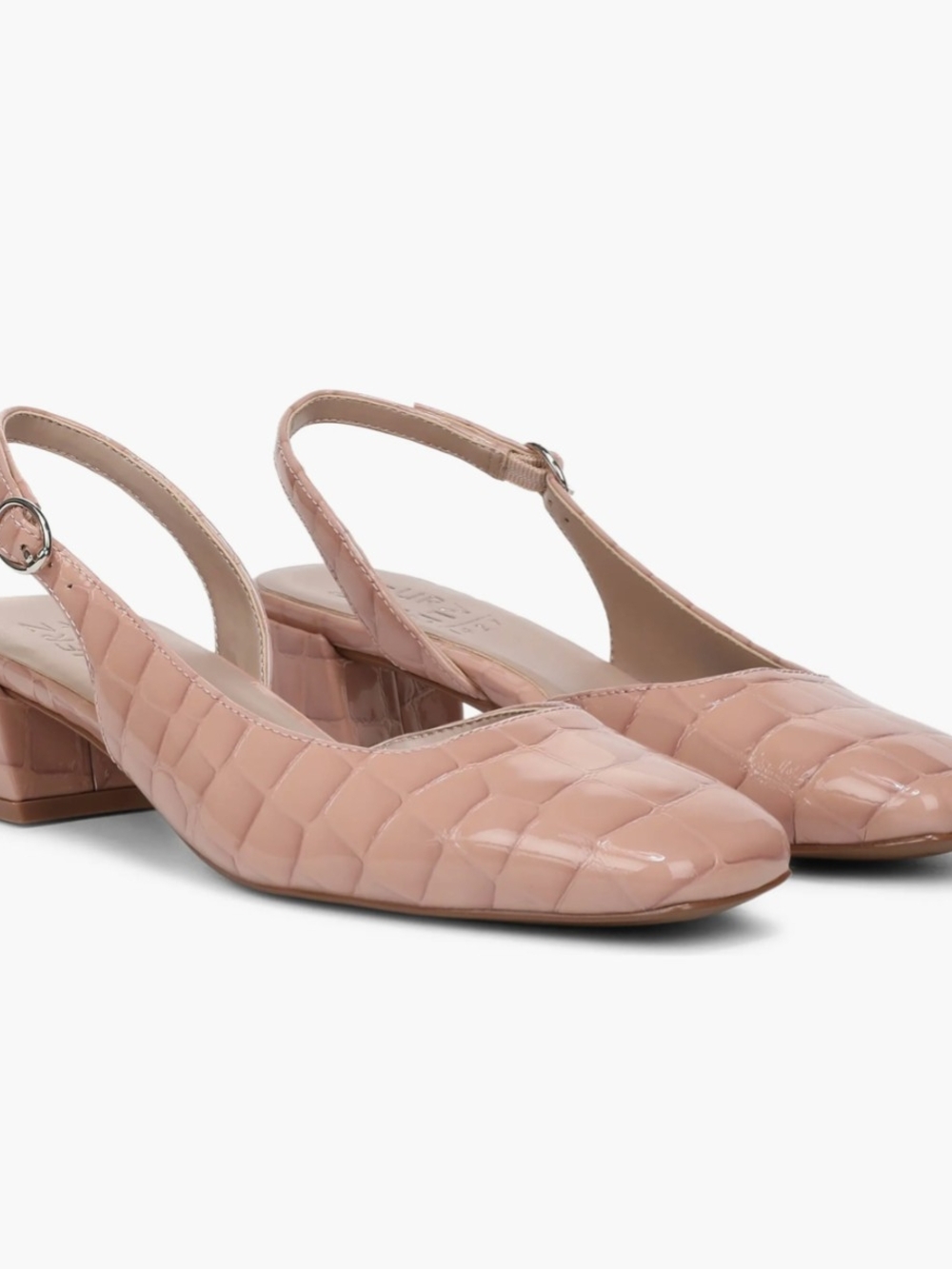Naturlaizer | Jayla Croco Embossed Patent Leather d'Orsay Slingback Pumps